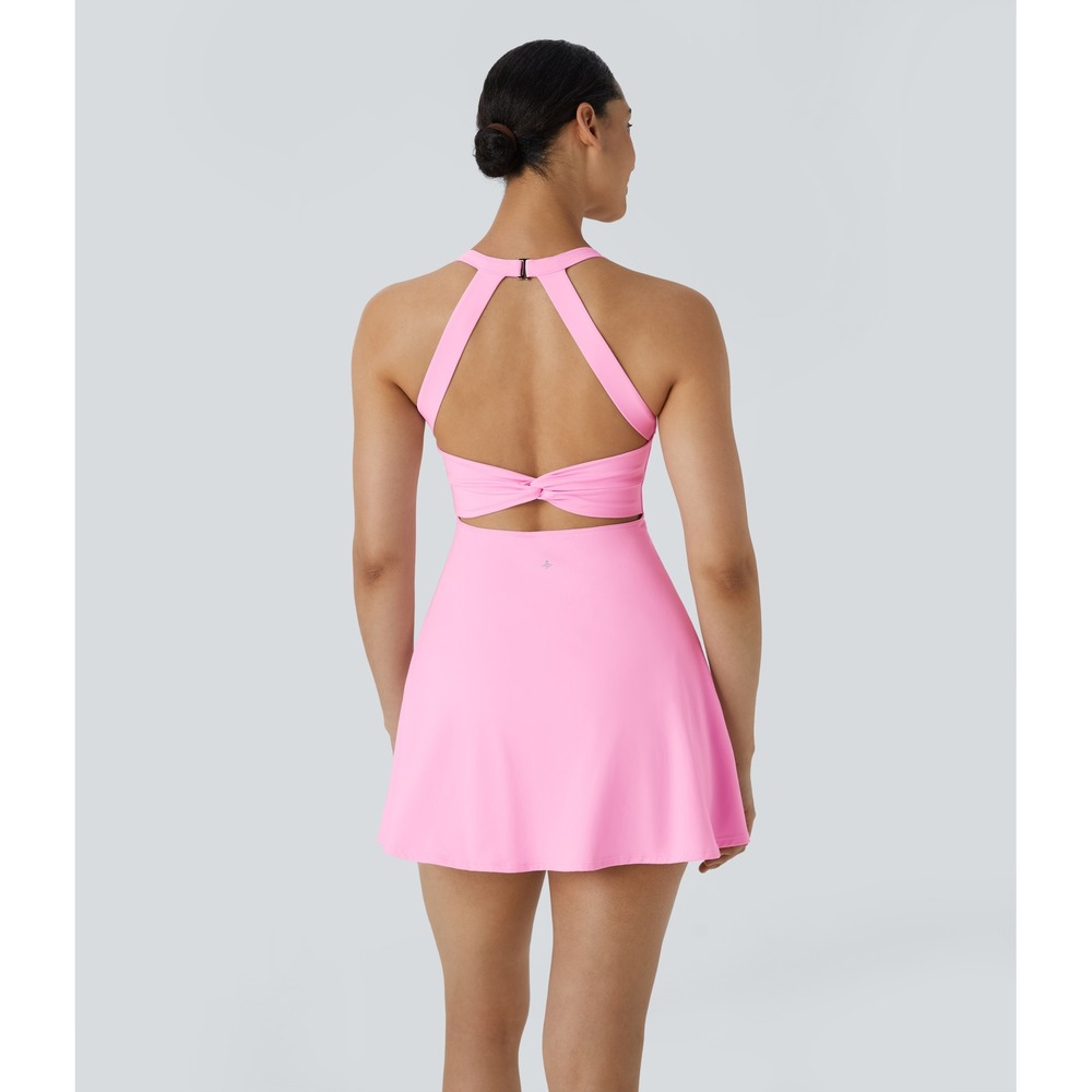 Halara SoftlyZero™ Airy Backless Twisted InstantCool Easy Peezy Dress S Pink - Picture 3 of 9